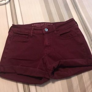 American Eagle Red Midi Shorts